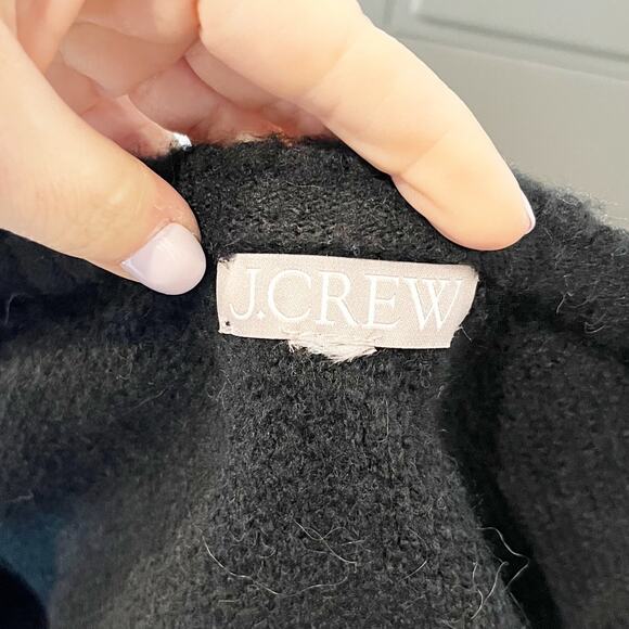 J. Crew Textured Button Up Long Sleeve Lady Jacket Cardigan Sweater Black Medium - Picture 2 of 8